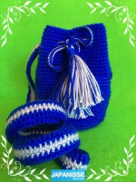  Bolsito bombonera crochet tamaño pequeño en tonos azules